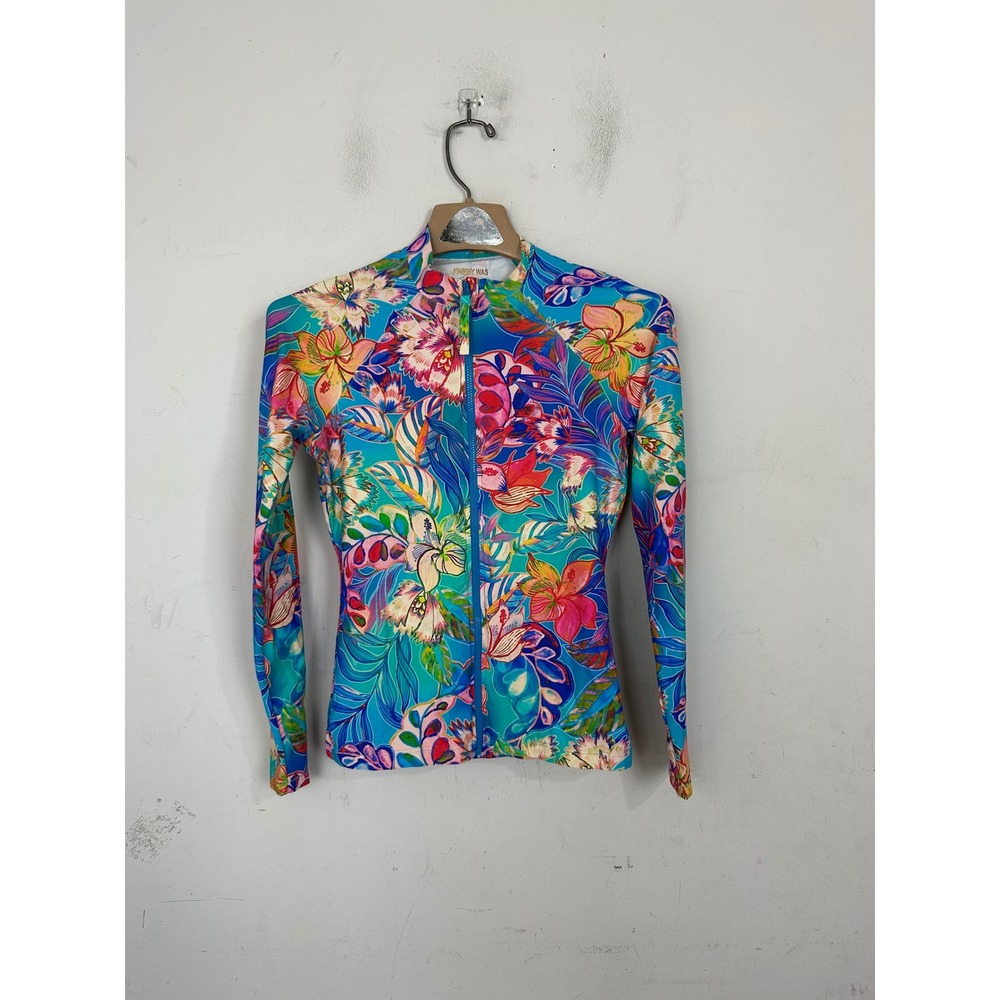 Johnny Was California Womens XS Floral Long Sleeve Rash Guard Swim Top CSW1524-M